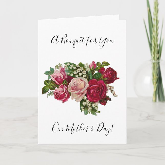 Cartão Rosas vitorianas clássicas Lily do Vale Romance (Frente)