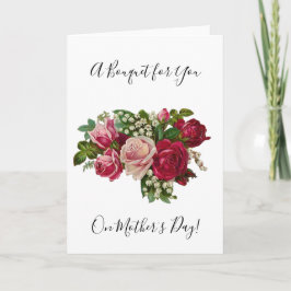 Cartão Rosas vitorianas clássicas Lily do Vale Romance