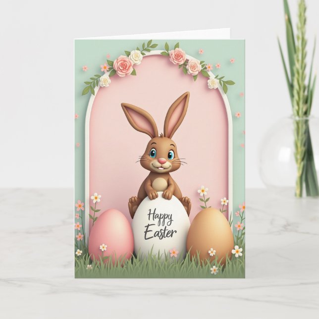 Cartão Rose Arch Easter Bunny Card (Frente)