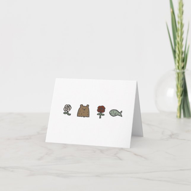 Cartão Rose-Bear-Rose-Fish Note Cards (Frente)