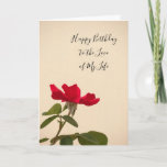 Cartão Rose Blossom / Red / Love / Birthday<br><div class="desc">The perfect greeting card to give the one you love with a single red rose on a beige background. Customize the text using Zazzle's many font styles and colors. You may also add any of the fun icons that Zazzle has provided for you. Have fun making it your own! If...</div>