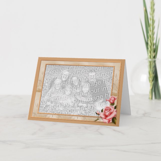 Cartão Rose Border Photo Card Customizable (Frente)