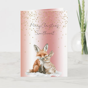 Cartão Rose Fox Deer Amor Brilho Doce Natal