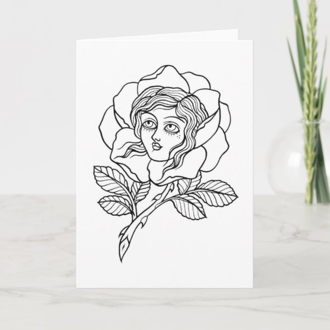 Cartão Rose girl greeting card (Frente)
