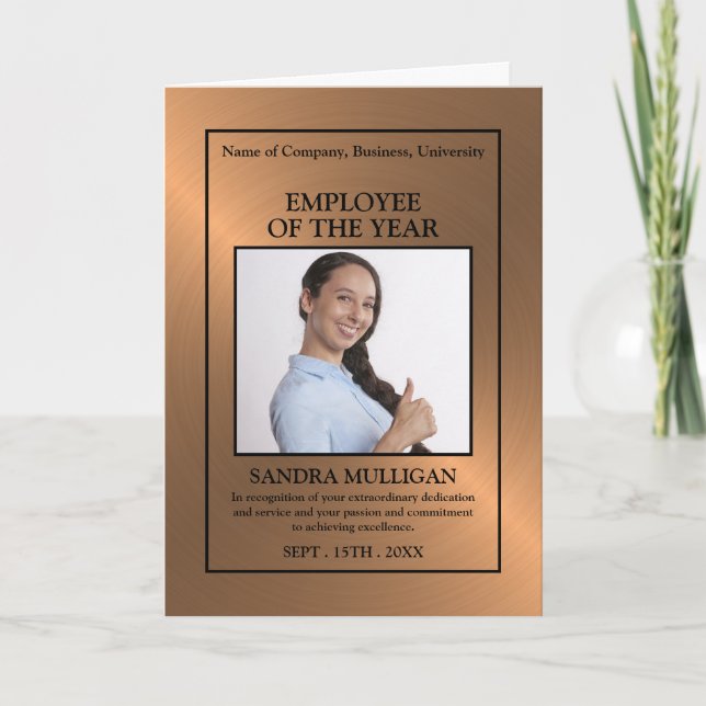 Cartão Rose Gold/Personalised Photo - Employee Award (Frente)