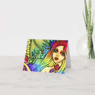 Cartão Rose Mermaid Pretty Rainbow Blank Note Card