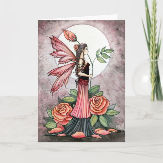 Cartão Rose of Fire Fairy Greeting Card (Frente)
