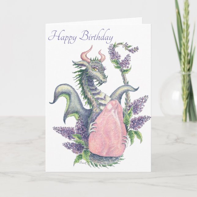 Cartão Rose Quartz Dragon (Taurus) - Birthday Card (Frente)
