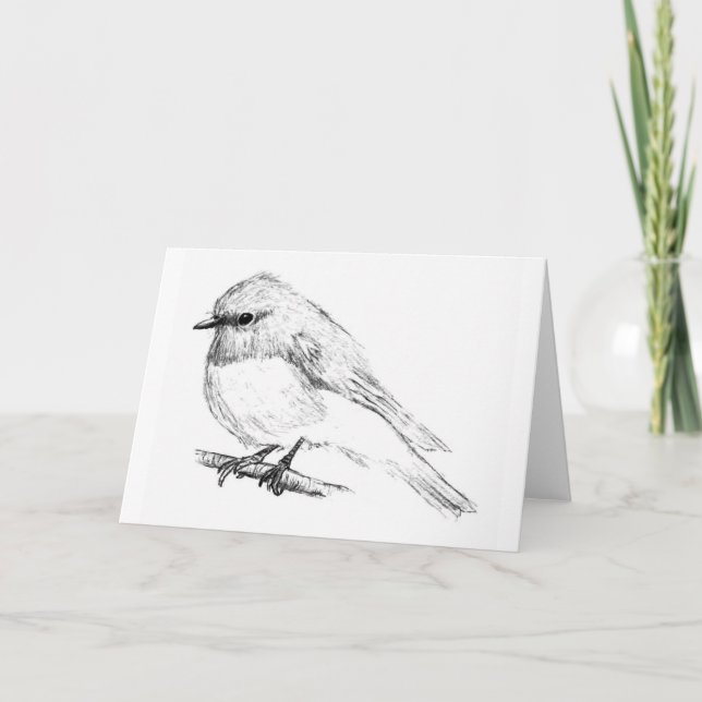 Cartão Rose Robin Blank Greeting Card (Frente)