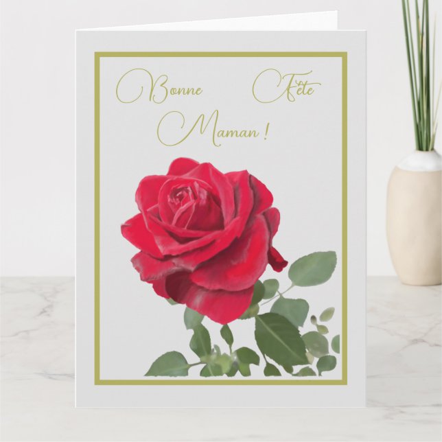 Cartão Rose rouge - Fête des mères (Frente)