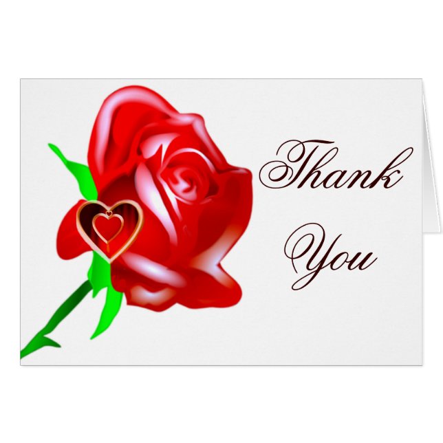 Cartão Rose-Vermelha & Coração_ (Frente Horizontal)