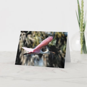 Cartão Roseate Spoonbill Watercolor Wash