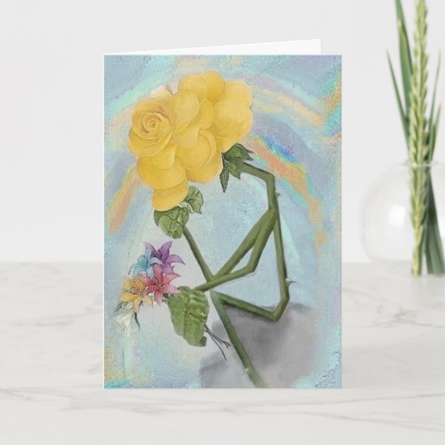 Cartão Rosegifts Thinker Rosa Greeting Card. (Frente)