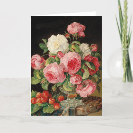 Cartão Roses and cherries oil painting
