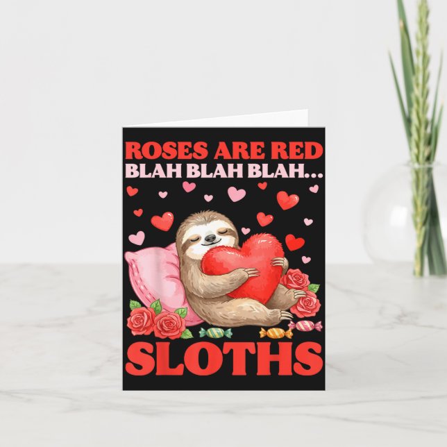 Cartão Roses Are Red Blah Sloths Valentine Cute Animal Lo (Frente)