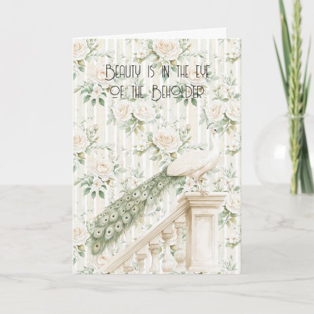 Cartão Roses Floral Peacock Beauty Is Love (Frente)