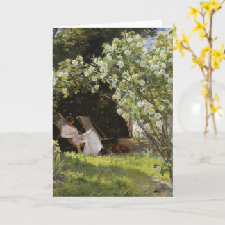 Cartão Roses. Marie Krøyer seated in the deckchair