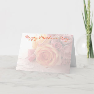Cartão Roses on embroidered fabric Mother's Day