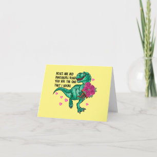 Cartão Roses São Vermelhas Dinossauro Engraçado Dia dos N