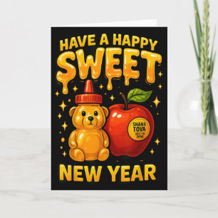 Cartão Rosh Hashanah Feliz Ano Novo Doce Mel Urso Judaico