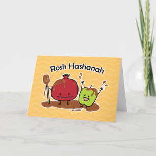 Cartão Rosh Hashanah maçã romã mel judaico novo