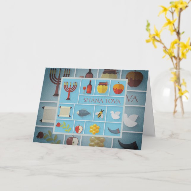Cartão Rosh Hashanah Símbolos Belos Saudações (Flor Amarela)