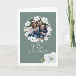 Cartão Rosh Hashanah White Apple Blossom Wreath Photo