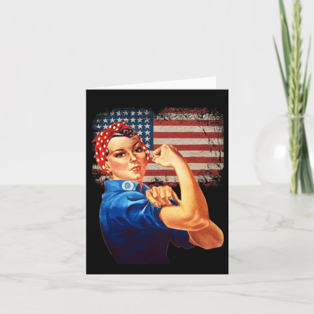 Cartão Rosie The Riveter American Flag Usa Rosie The Rive (Frente)
