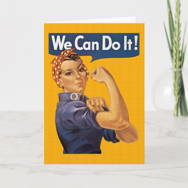 Cartão Rosie the Riveter We Can Do It Red Polka Dots (Frente)