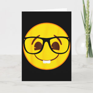 Cartão Rosto Amarelo Sorridente Oficial de Emojis Nerd Gl