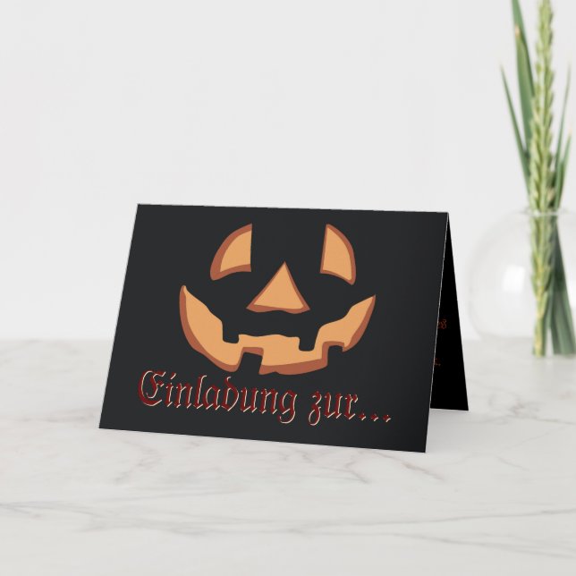 Cartão Rosto de abóbora para o Halloween (Frente)