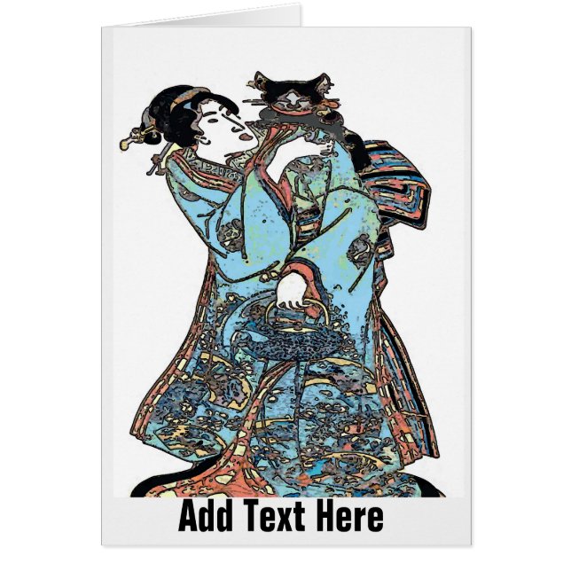 Cartão Rosto de Arte Japonês, adicionar texto (Frente)