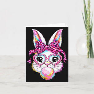 Cartão Rosto de coelho bunny fofo leopardo coquete óculos