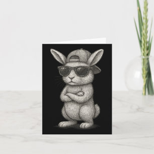Cartão Rosto de Coelho com Óculos de Sol Arte do Dia de P