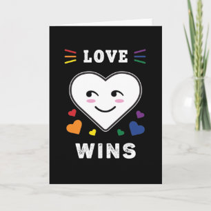 Cartão Rosto de Coração Amor Vence LGBTQ Orgulho Gay