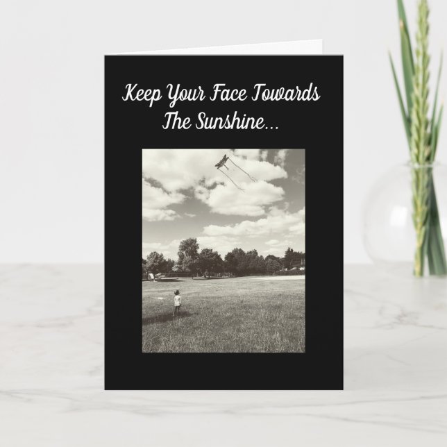 Cartão Rosto de Encorajamento Perante o Sol Verso de Insp (Frente)