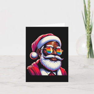 Cartão Rosto de Papai Noel Gay Colorido Retro Óculos de S