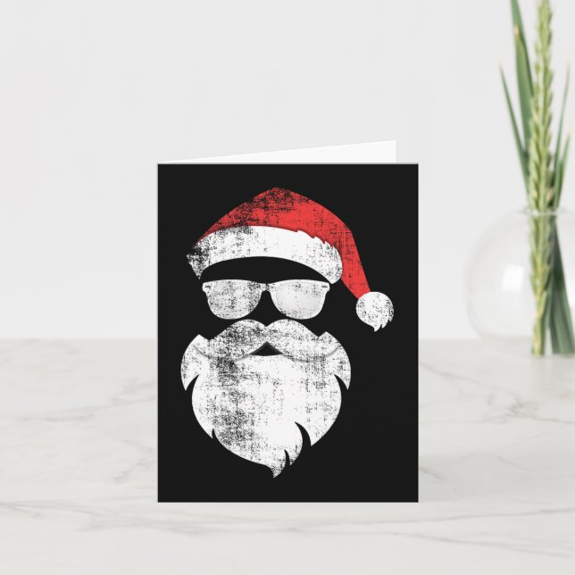 Cartão Rosto de Papai Noel Hipster Divertido Com Chapéu B (Frente)