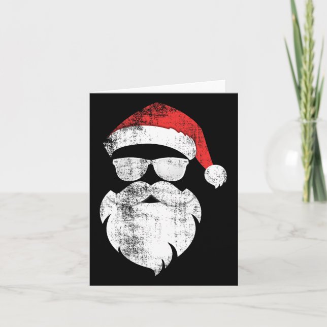 Cartão Rosto Divertido de Papai Noel Hipster Com Chapéu B (Frente)