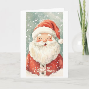 Cartão Rosto do Papai Noel desejando um Feliz Natal