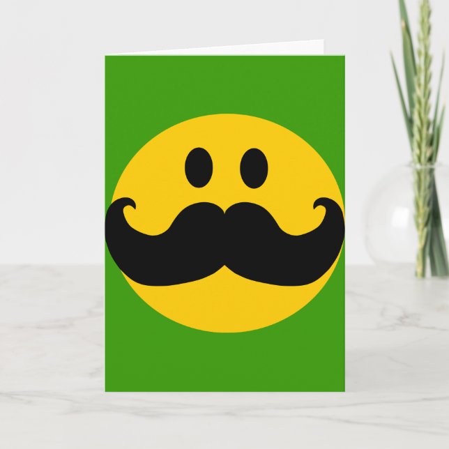 Cartão Rosto Feliz Amarelo de bigode (Frente)