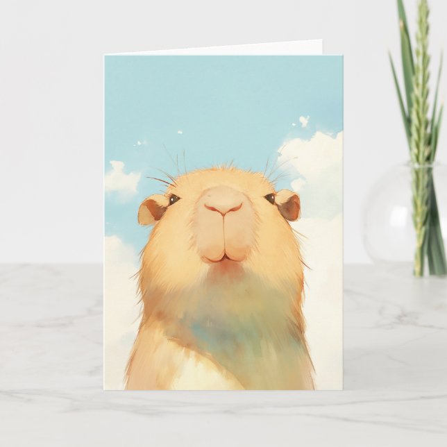 Cartão Rosto Fofo de Capivara (Frente)