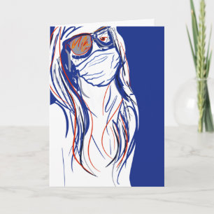 Cartão rosto máscara azul