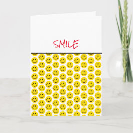 Cartão Rosto Sorridente Amarelo Preto Branco Saudação
