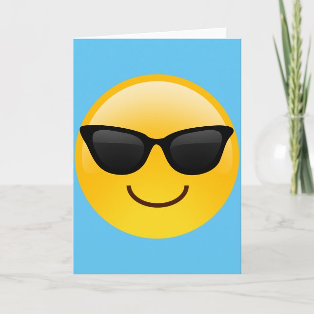 Cartão Rosto Sorridente Com Óculos De Sol Legal Emoji (Frente)