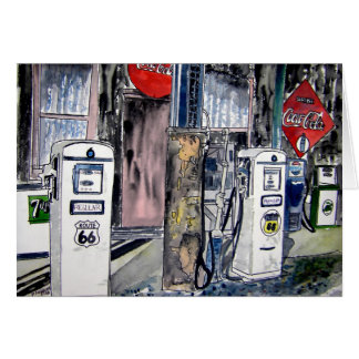 Cartão rota 66 — estação de gás vintage art