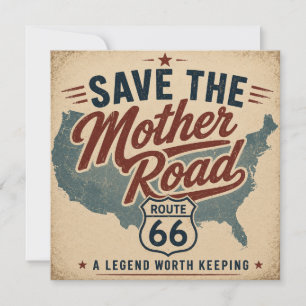 Cartão Rota 66 Mapa Vintage EUA Estrada Mãe Americana