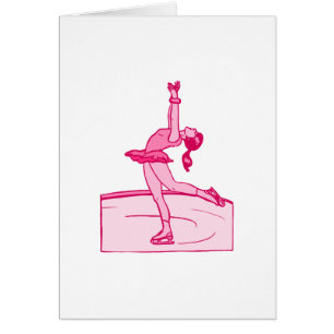 Cartão Rotação cor-de-rosa do patinador