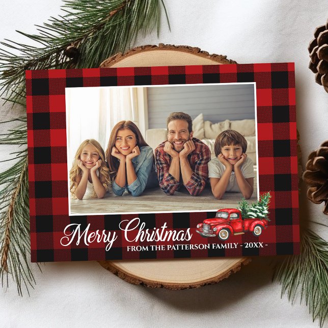 Cartão Roteiro de Caligrafia Foto Buffalo Xadrez Red Truc (Available in high quality print or digital download for quick text messaging, email or self print.)