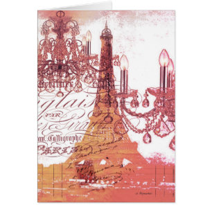 Cartão roteiros laranja chandelier paris eiffel torre